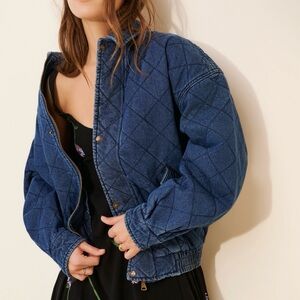 Lioness Quilted Blue Bomber Jacket